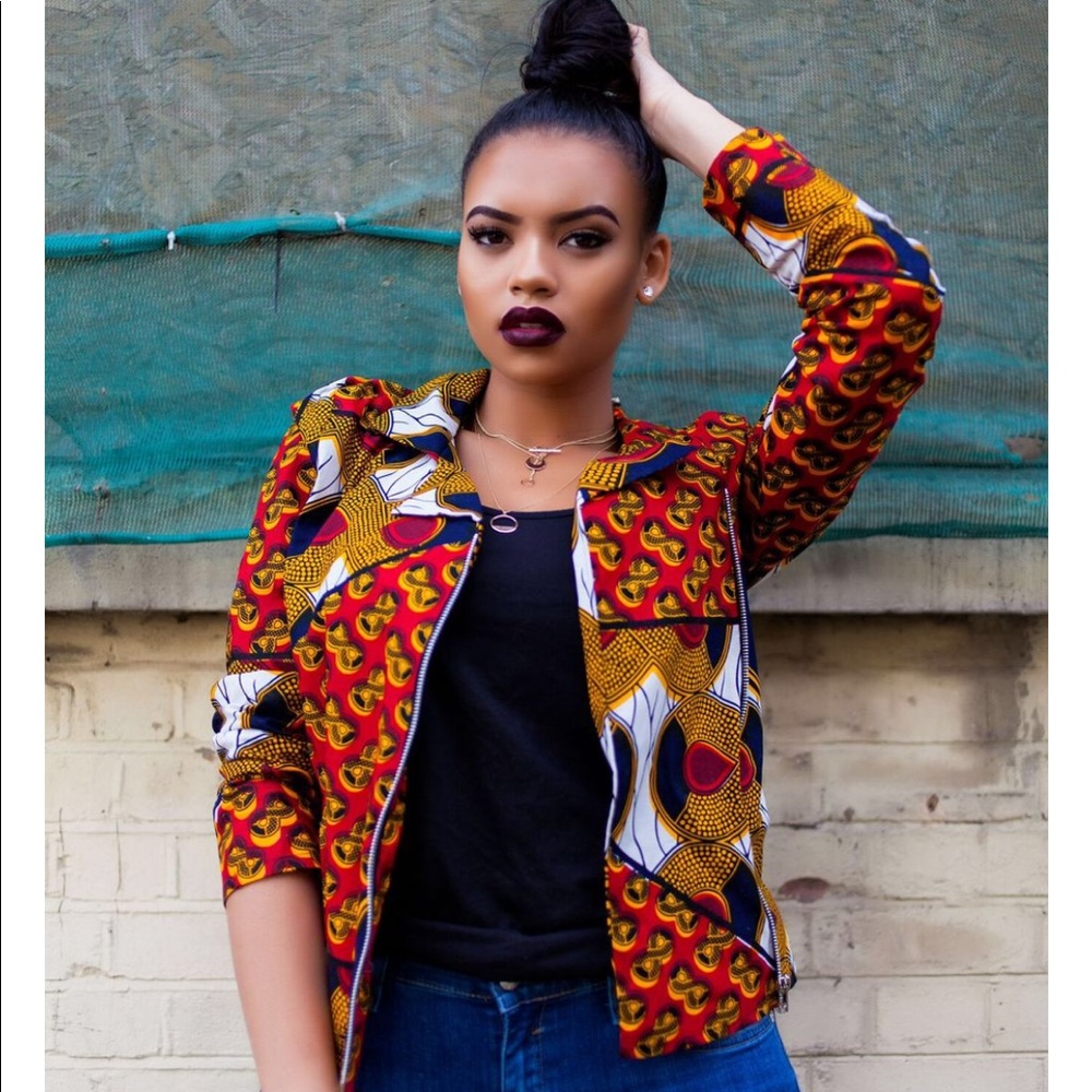 African Print Biker Jacket